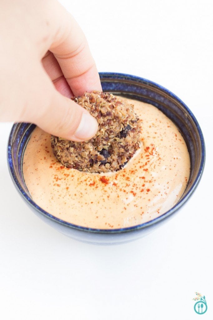 Black Bean Quinoa Bites with Vegan Queso Dip Black Bean Quinoa Bites with Vegan Queso Dip