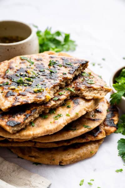 Stack of homemade gluten-free naan